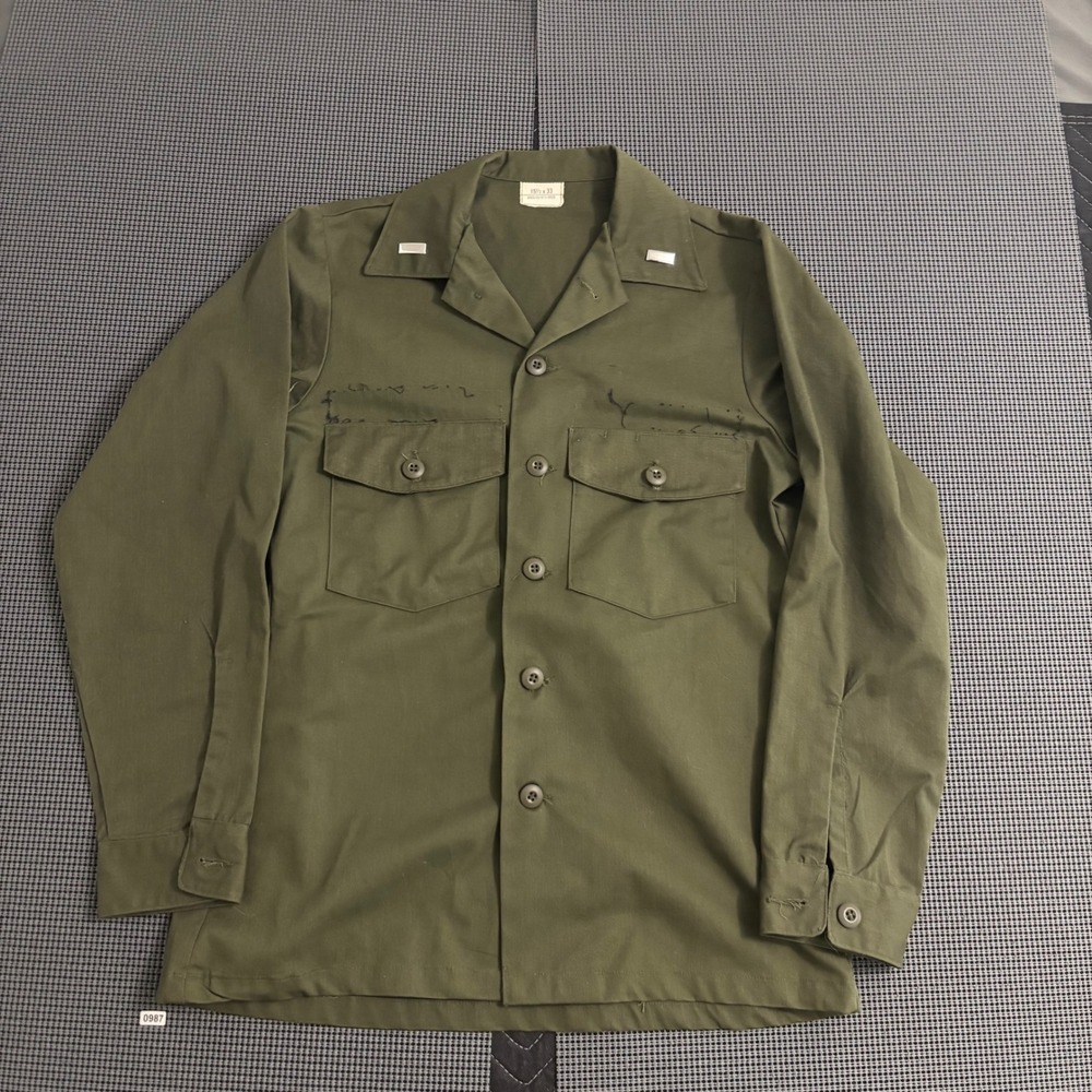 Vintage US Military OG-507 Utility Shirt Olive Green 15.5 x 33 8405-00-615-0026